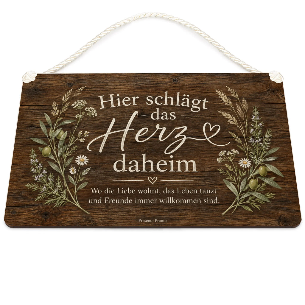 Herzliches rustikales Holzschild für Zuhause mit Herz-Spruch|p:2018898|h:e62fba026239ec80ba4a657d3ab48e82
