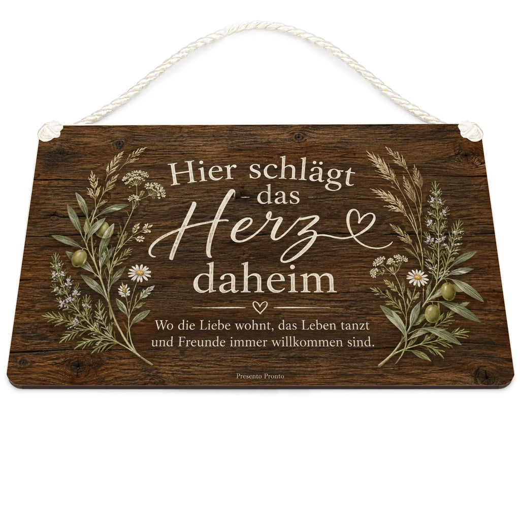 Herzliches rustikales Holzschild für Zuhause mit Herz-Spruch|p:2018899|h:cbe734dce00e34be12cdd93a1e727506
