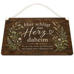 Herzliches rustikales Holzschild für Zuhause mit Herz-Spruch|p:2018899|h:cbe734dce00e34be12cdd93a1e727506