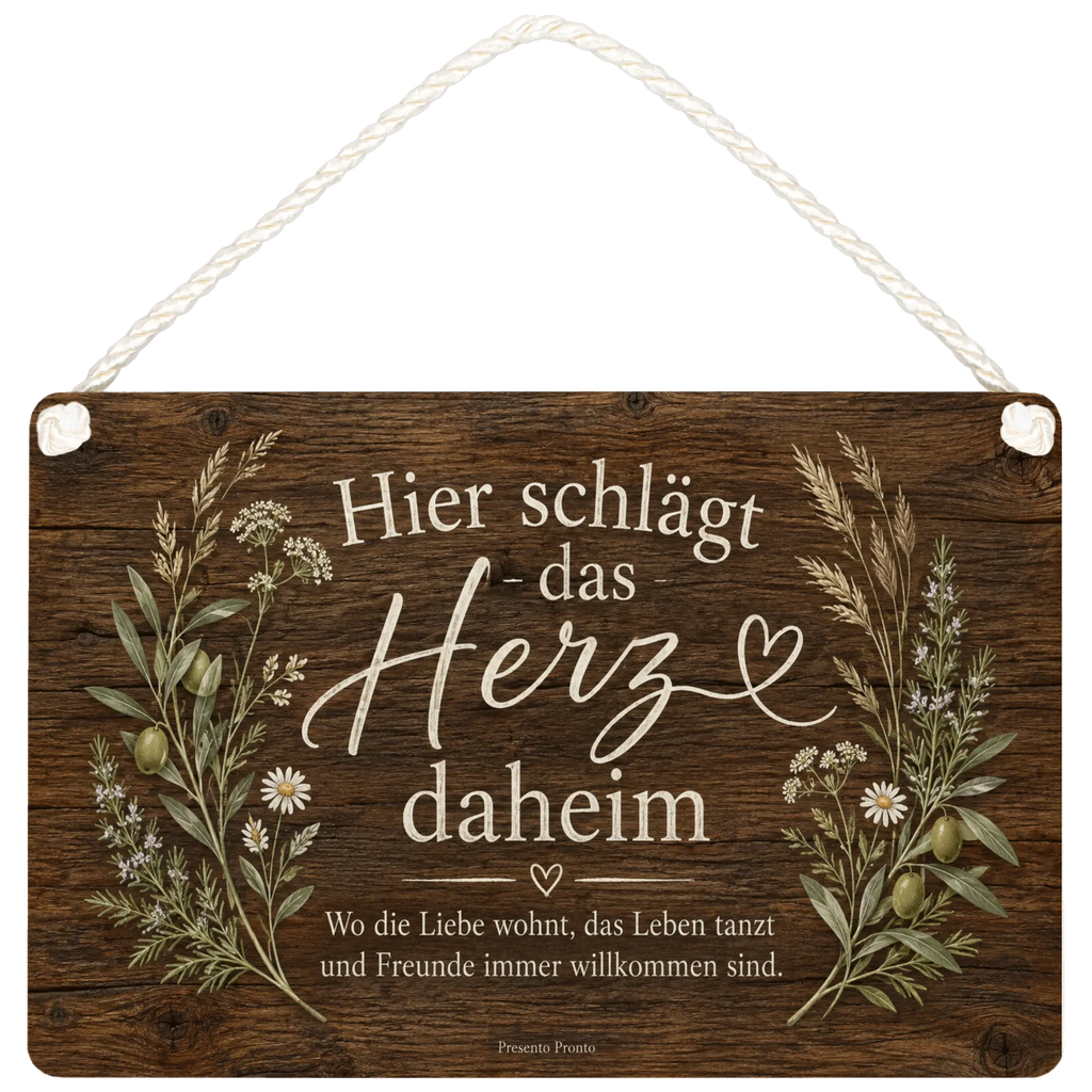 Herzliches rustikales Holzschild für Zuhause mit Herz-Spruch|p:2018900|h:d5bdf6450e0653d6a5d24f077e1c2802