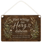 Herzliches rustikales Holzschild für Zuhause mit Herz-Spruch|p:2018900|h:d5bdf6450e0653d6a5d24f077e1c2802