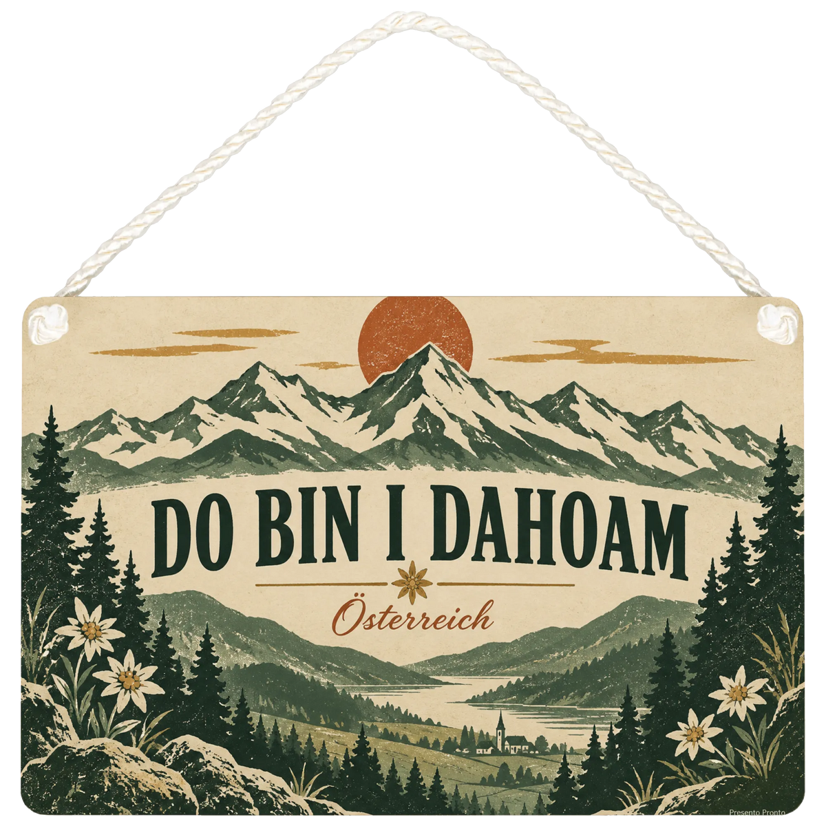 Gemütliches Österreich Schild mit Alpenpanorama für Fans