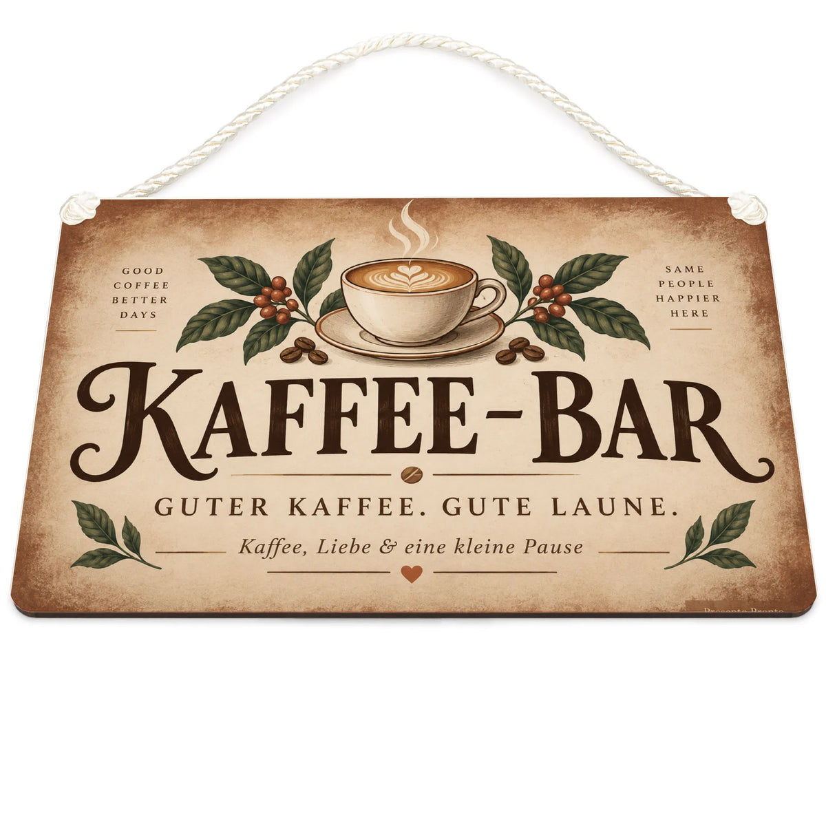Gemütliches Schild für die Coffee Bar mit Kaffeetasse
