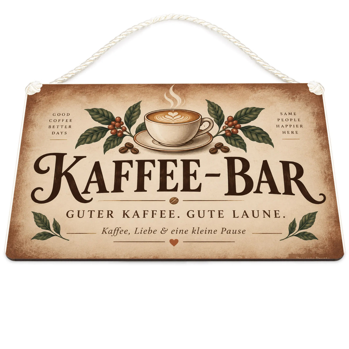 Gemütliches Schild für die Coffee Bar mit Kaffeetasse