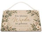 Elegantes Holzschild zur Geburt mit Eukalyptus und Sternen|p:2019009|h:5f975f73e645bbc5dd0ef76ed0a56a29