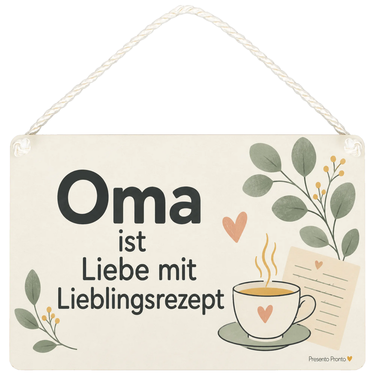 Liebevolles Schild für Oma mit Teetasse