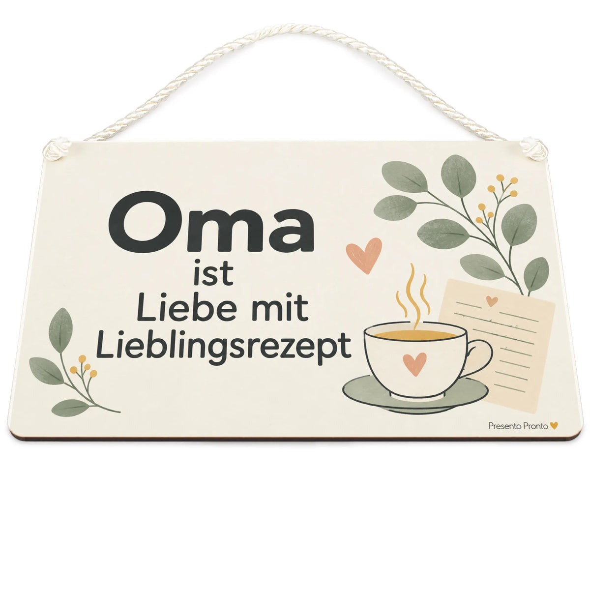 Liebevolles Schild für Oma mit Teetasse