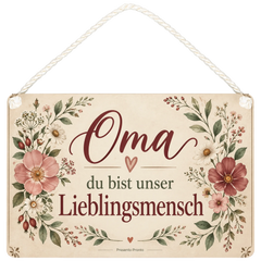 Liebevolles Schild für Oma mit Wildblumen