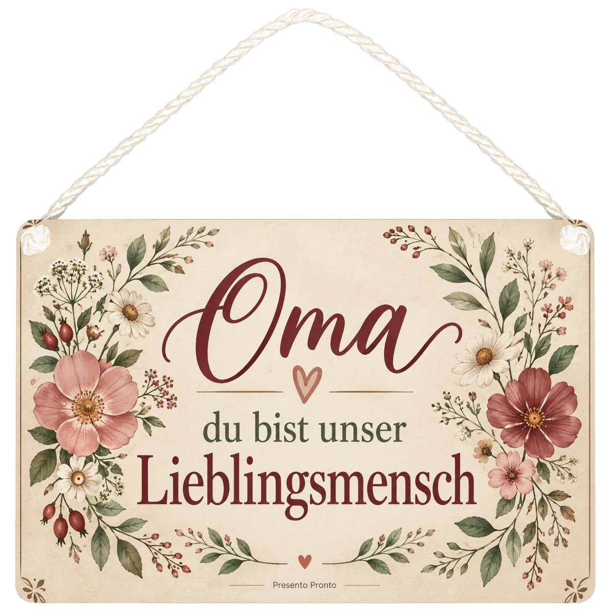 Liebevolles Schild für Oma mit Wildblumen