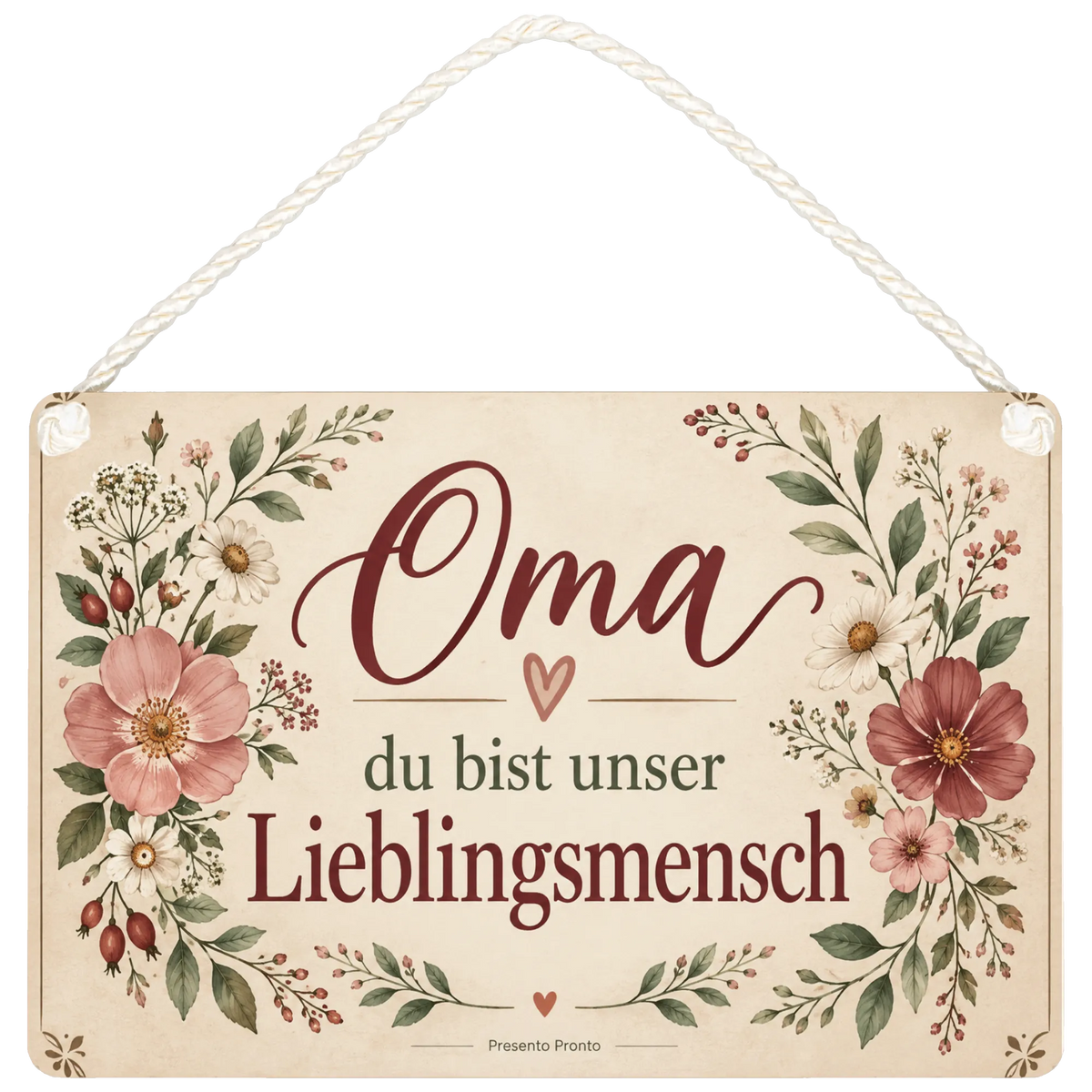 Liebevolles Schild für Oma mit Wildblumen