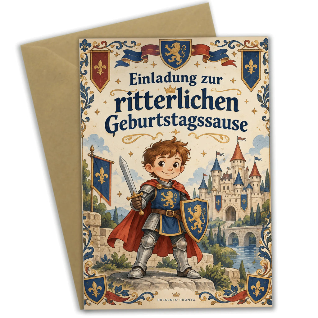Lustige Einladungskarten zum Rittergeburtstag mit jungem Ritter|p:2019027|h:1c6954c947436163015a56b5d68e1aef