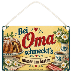 Liebevolles Schild für Oma mit Kuchen und Kaffee
