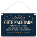 Herzliches Schild für Nachbarn mit Sternespruch in Tiefblau