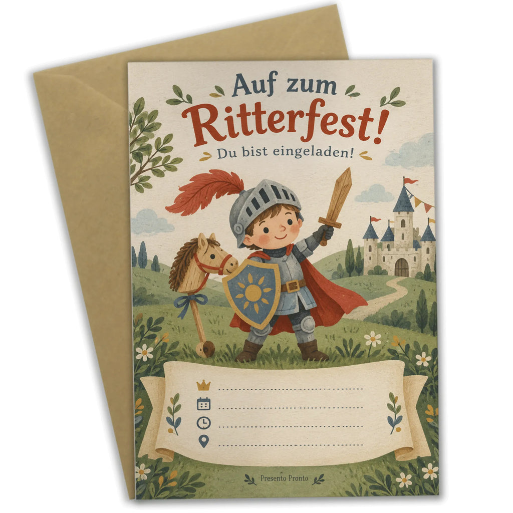 Lustige Einladungskarten zum Ritterfest mit Burg für Kinder|p:2019037|h:fef1ce522b13f322ab00b9c26f4d48fb
