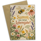 Fröhliche Geburtstagskarte mit Biene und Wildblumen|p:2019038|h:00e0034e773c0d746502ff866763eb97