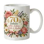 Elegante Tasse zum 70. Geburtstag für Frauen mit Blumenstrauß|p:2019039|h:4e7b208f4db5af713c23408cdad7b8be