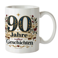 Elegante Tasse zum 90. Geburtstag mit goldener Zahl