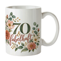 Elegante Tasse zum 70. Geburtstag für Frauen mit Blumenstrauß
