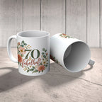 Elegante Tasse zum 70. Geburtstag für Frauen mit Blumenstrauß|p:2019043|h:eeda002e086d1fb90277605144e3eefd