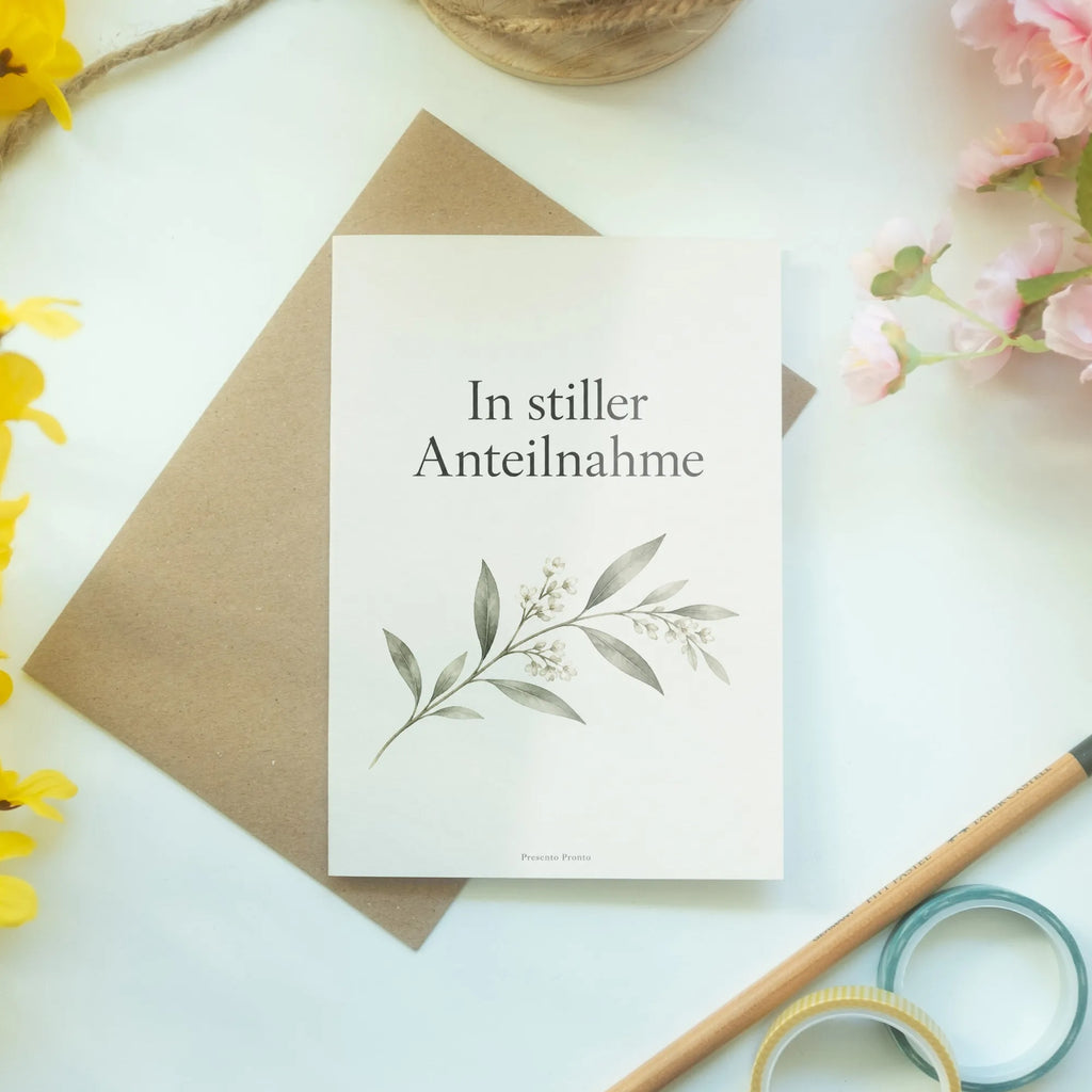 Würdevolle Trauerkarte mit Olivzweig|p:2019044|h:6083c4068fc0566f0fa3c00c6b8de724