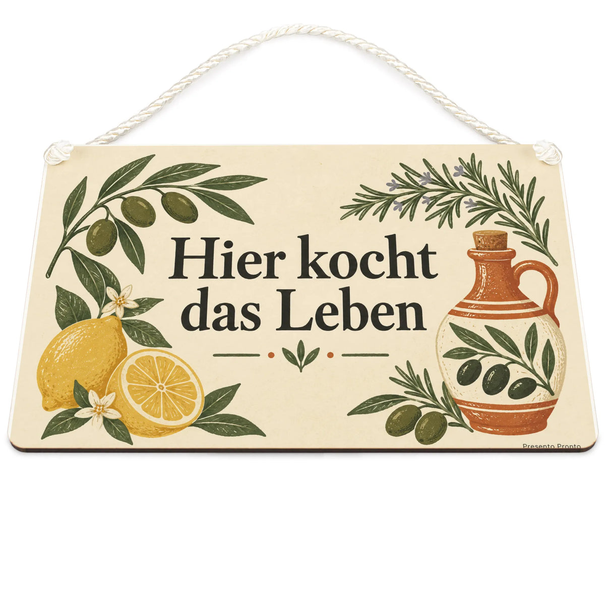 Gemütliches Holzbild für die Küche mit Zitrone