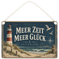 Gemütliches maritimes Holzbild für Küstenliebhaber mit Leuchtturm