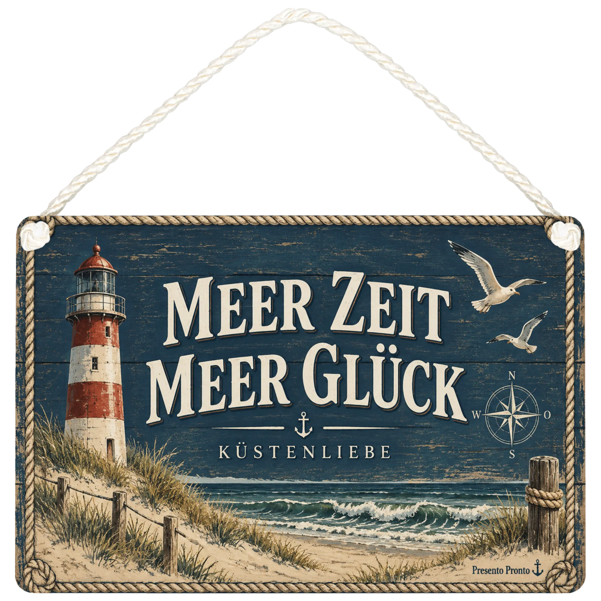 Gemütliches maritimes Holzbild für Küstenliebhaber mit Leuchtturm