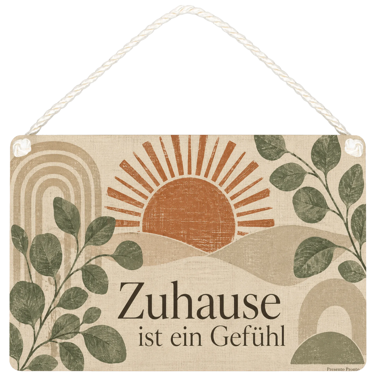 Gemütliches Holzbild im Boho für Zuhause mit Sonne