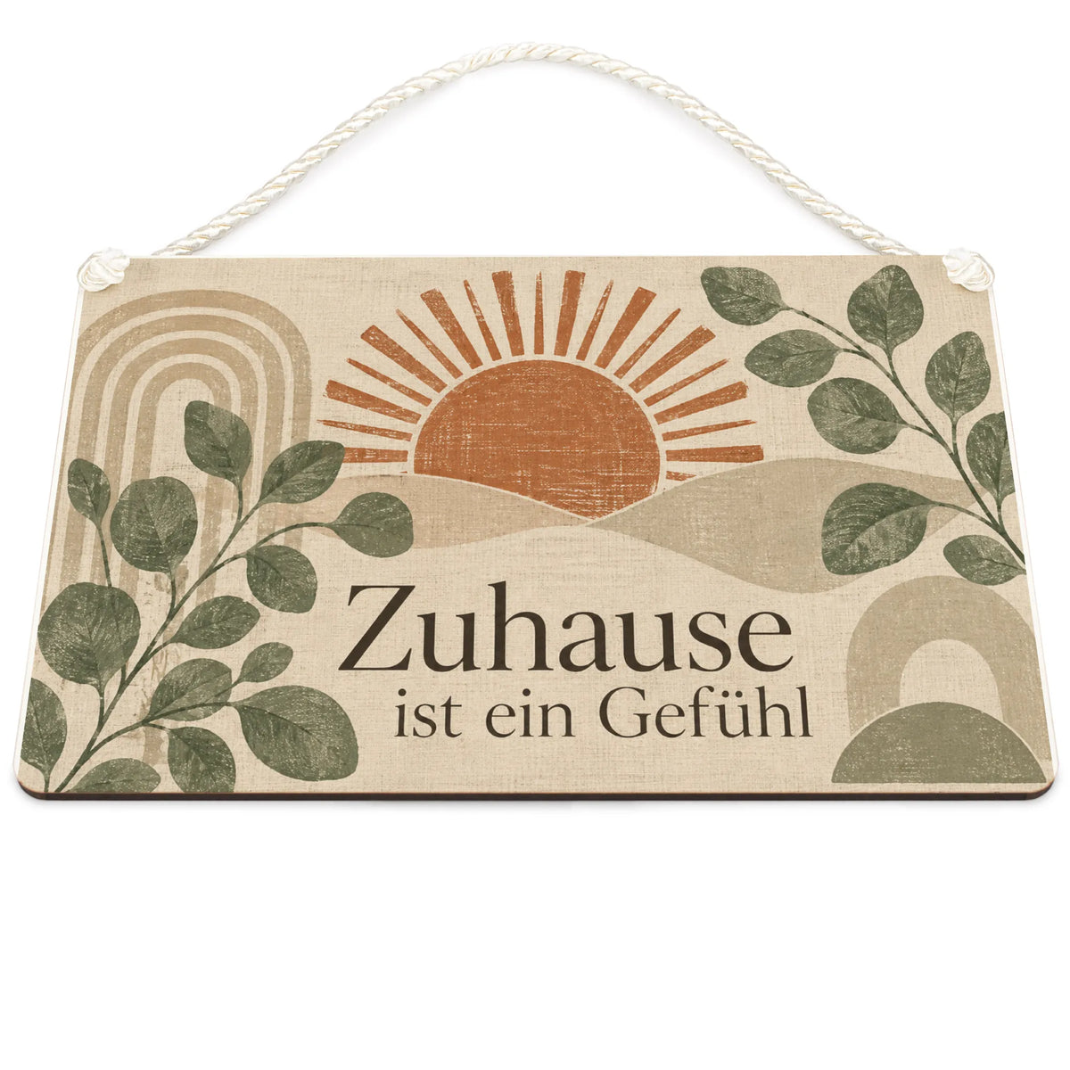 Gemütliches Holzbild im Boho für Zuhause mit Sonne