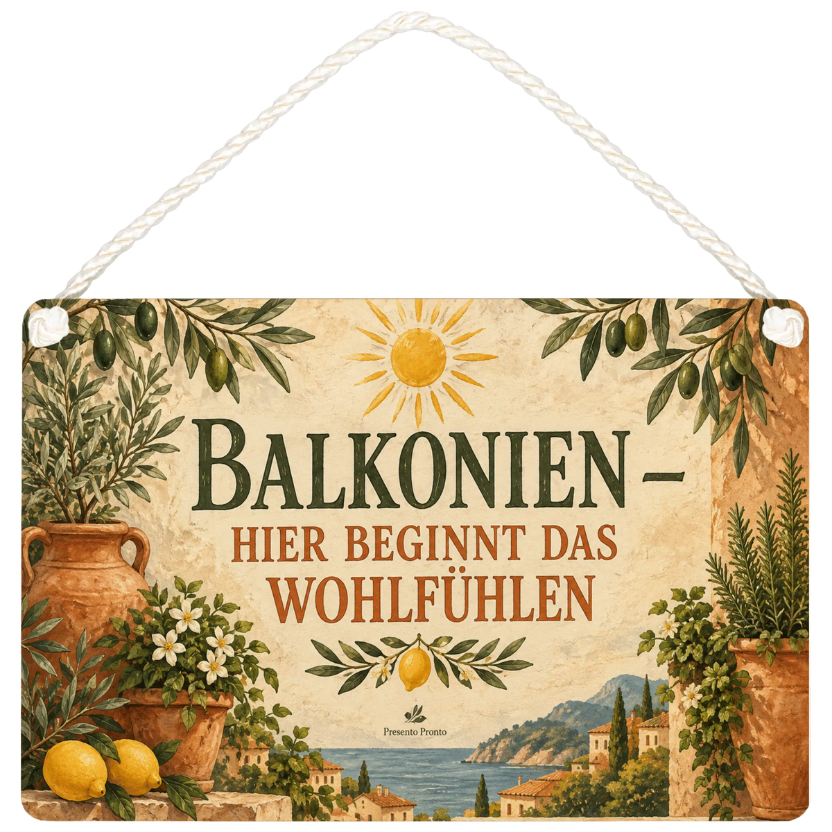 Gemütliches Deko-Schild für den Balkon mit Zitronen