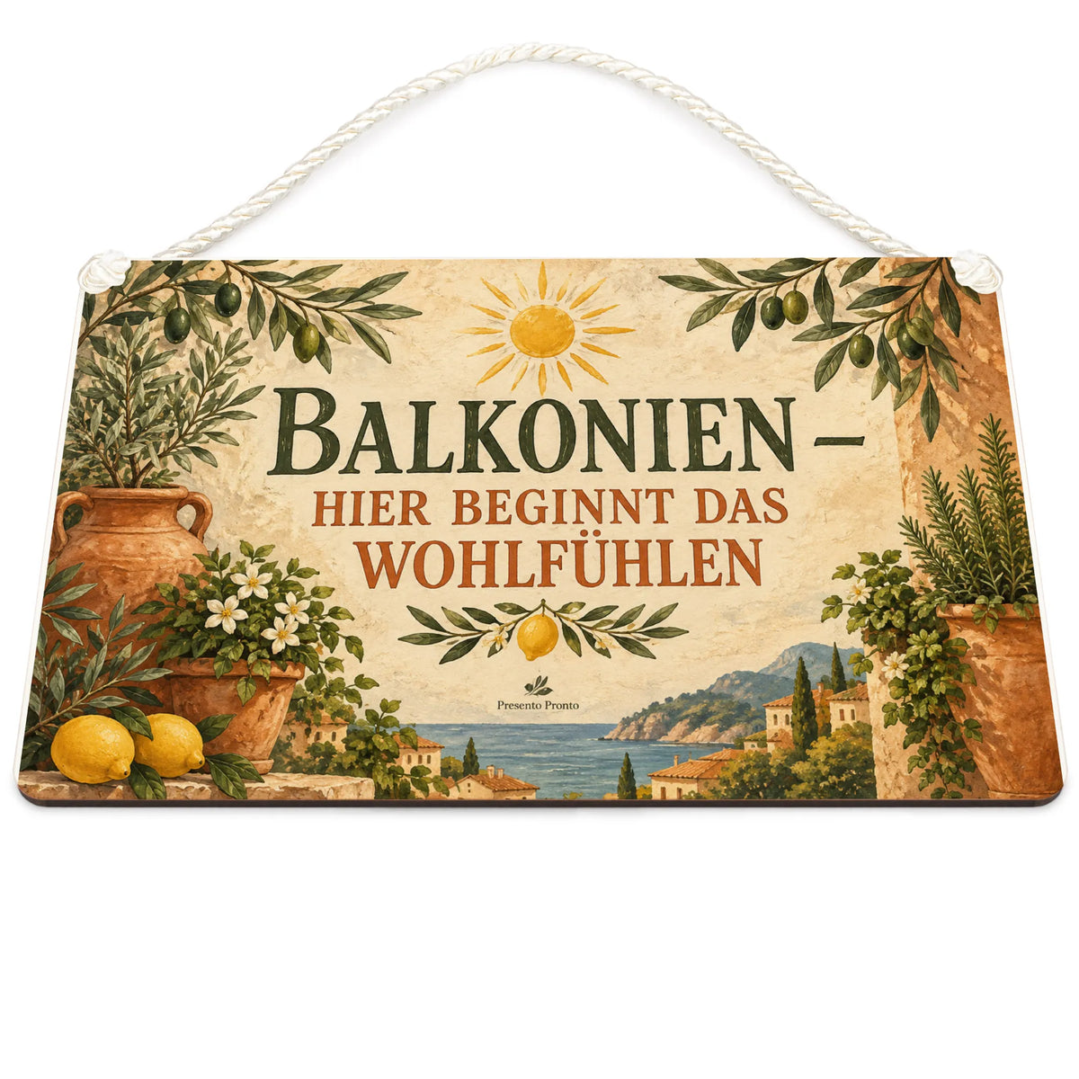 Gemütliches Deko-Schild für den Balkon mit Zitronen