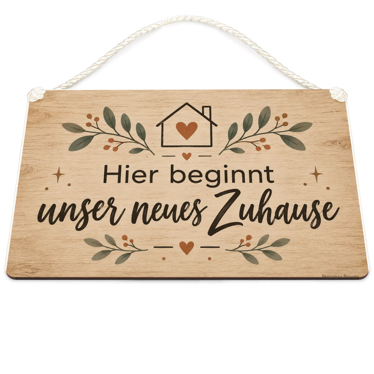 Herzliches Holzbild zum Einzug mit Haus und Herz