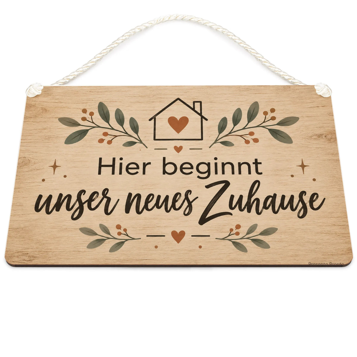 Herzliches Holzbild zum Einzug mit Haus und Herz