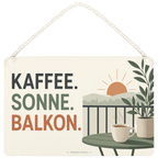 Gemütliches Deko Schild für Balkonliebhaber mit Kaffeetasse|p:2019079|h:1a129050612ee8b36417cfb70389f758