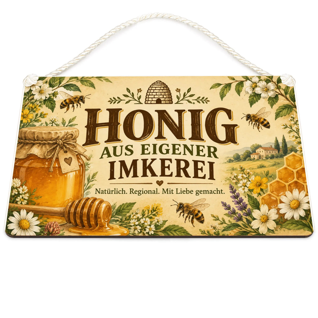 Rustikales Schild für Honig aus eigener Imkerei mit Honigglas|p:2019085|h:16739e71e5b61cebf1f30689c84a402b