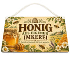 Rustikales Schild für Honig aus eigener Imkerei mit Honigglas|p:2019085|h:16739e71e5b61cebf1f30689c84a402b