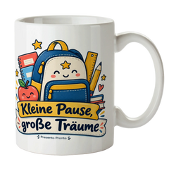 Fröhliche Tasse für Schulkinder mit Schulranzen