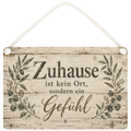 Gemütliches antikes Holzschild für Zuhause mit Olivenzweigen
