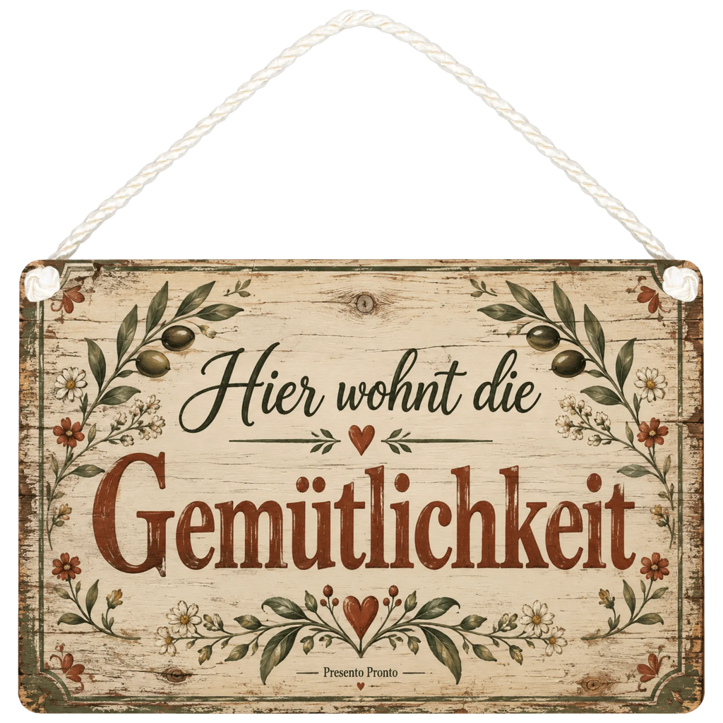 Gemütliches antikes Holzschild für Zuhause mit Blätterrahmen|p:2019124|h:cdee9a81813812f2c5cbb10f1b84530e