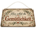 Gemütliches antikes Holzschild für Zuhause mit Blätterrahmen|p:2019124|h:d5546e22b33c9db708111c4261ec8f3e