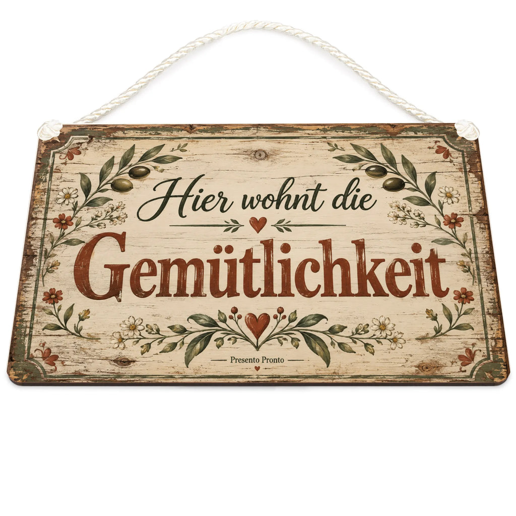 Gemütliches antikes Holzschild für Zuhause mit Blätterrahmen|p:2019125|h:2874489d229def4442386efaf0c625e2