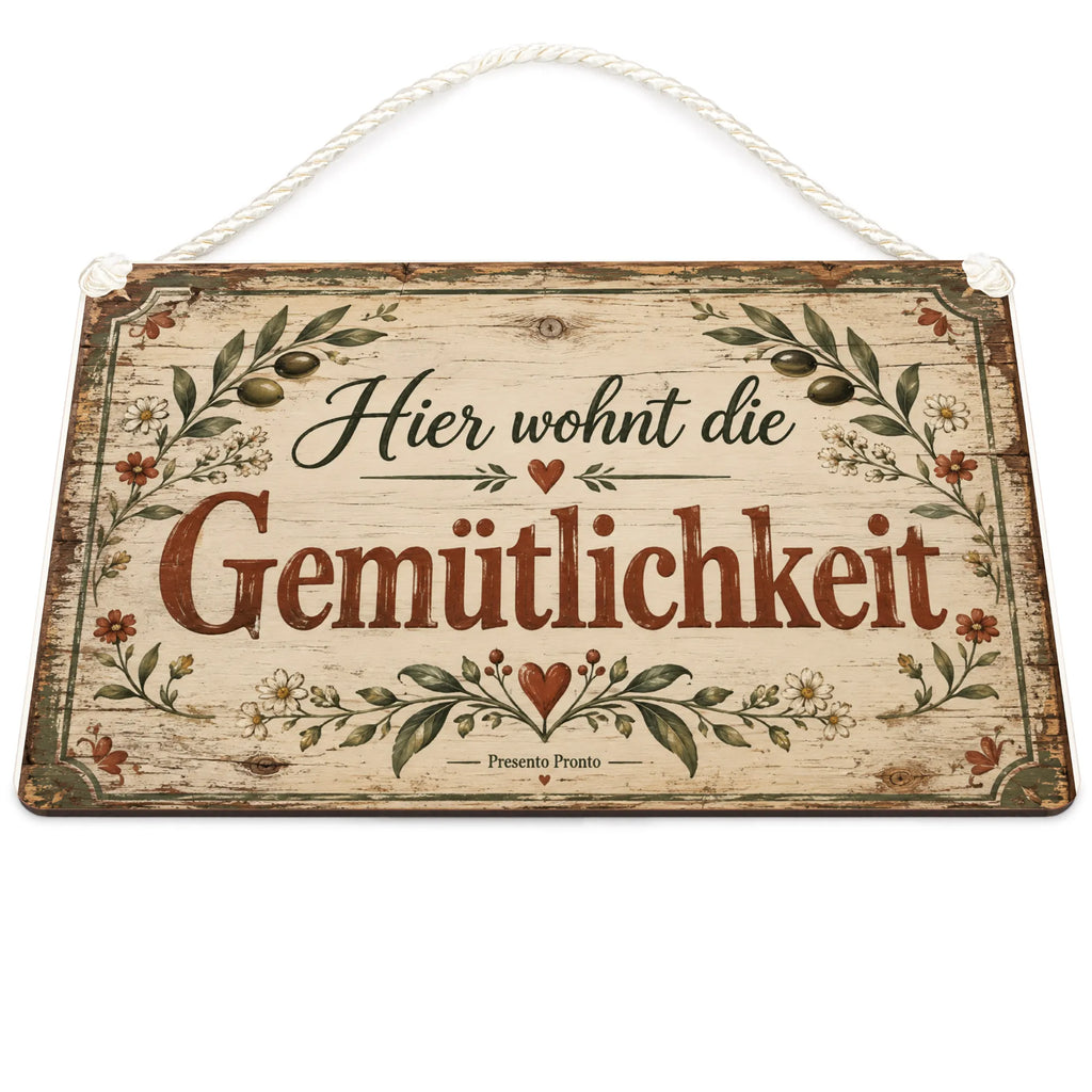 Gemütliches antikes Holzschild für Zuhause mit Blätterrahmen|p:2019126|h:0da792a14effc3604de8f1a6696496b8
