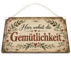 Gemütliches antikes Holzschild für Zuhause mit Blätterrahmen|p:2019126|h:0da792a14effc3604de8f1a6696496b8