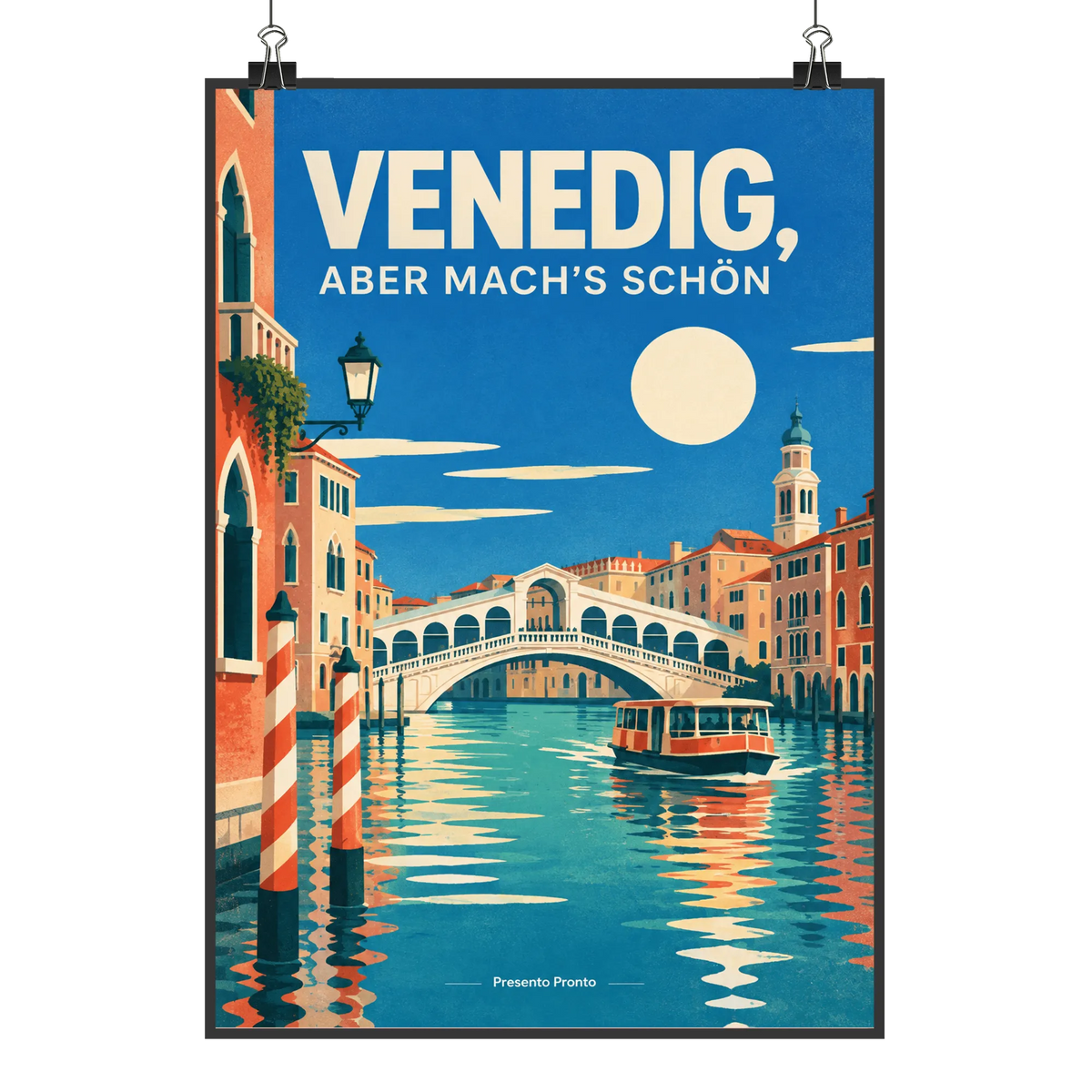 Lustiges Wandbild von Venedig für Italienfans mit Vaporetto