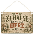 Herzliches antikes Holzschild zum Einzug mit Vintage-Rahmen