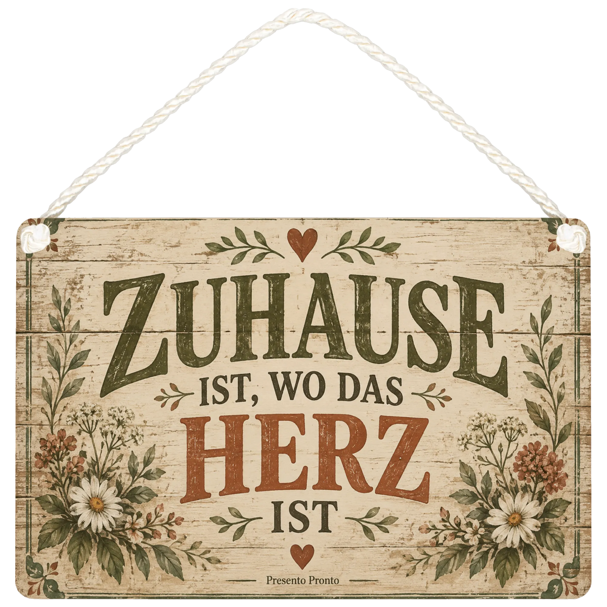 Herzliches antikes Holzschild zum Einzug mit Vintage-Rahmen