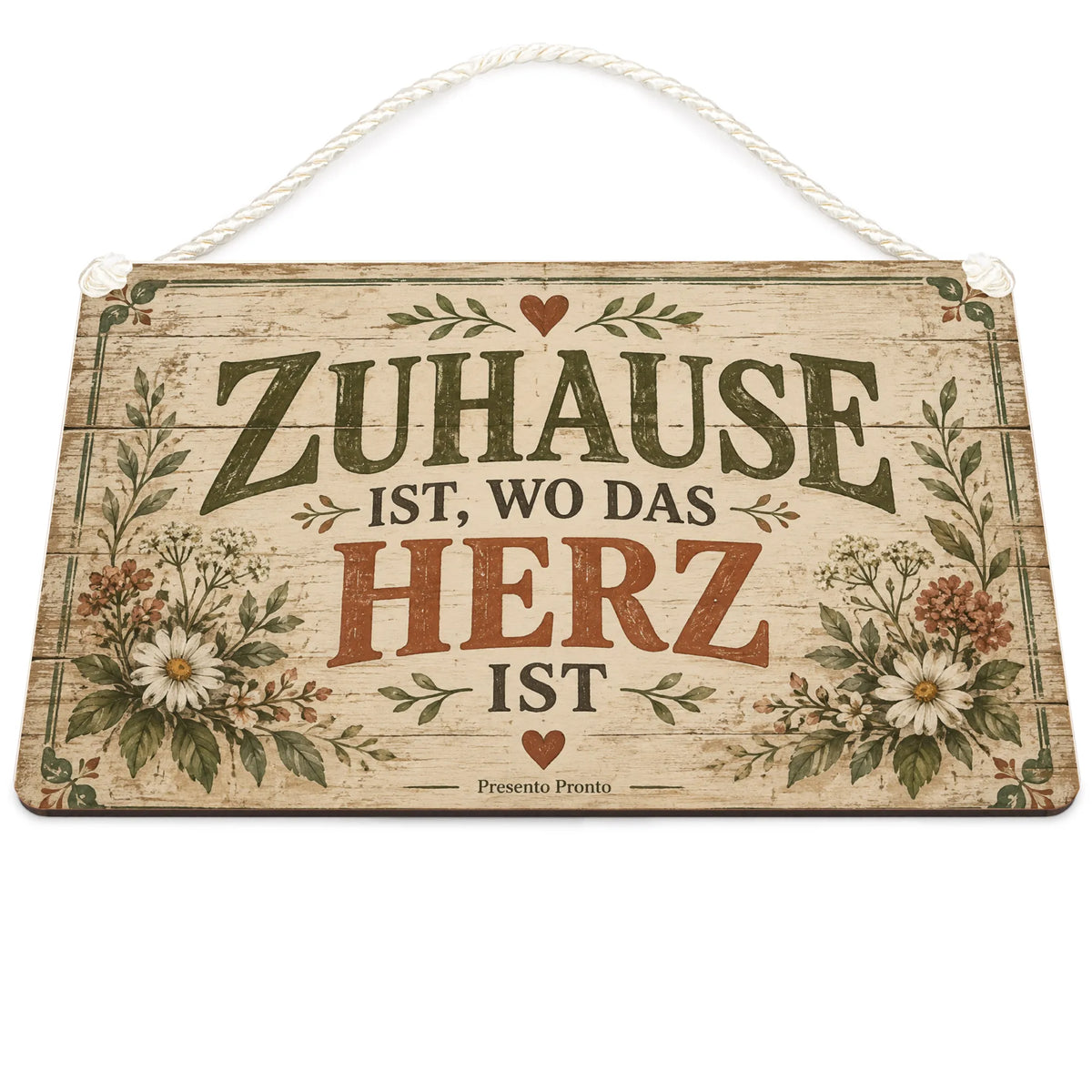 Herzliches antikes Holzschild zum Einzug mit Vintage-Rahmen