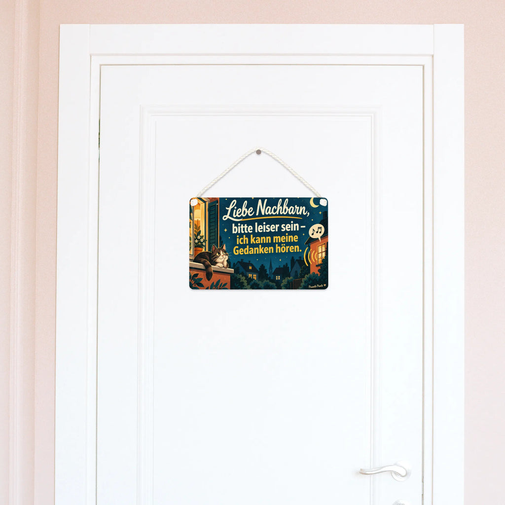 Lustiges Schild zum Nachbarn ärgern mit Kater am Fenster|p:2019275|h:e04c38c6ce0271d20ac8fe4de8dc681b