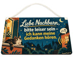 Lustiges Schild zum Nachbarn ärgern mit Kater am Fenster|p:2019275|h:46d38172157fbf62eed51b9b20af7d5c