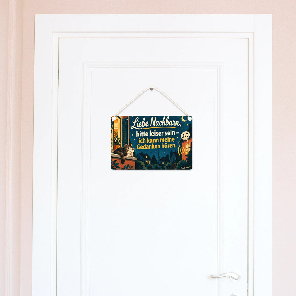 Lustiges Schild zum Nachbarn ärgern mit Kater am Fenster|p:2019277|h:65ae61d21abcacc329b6c7dc86e9e230